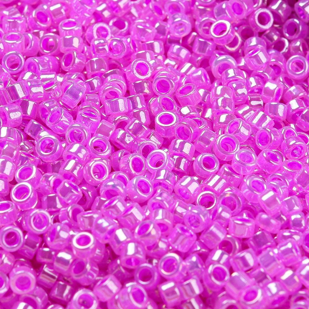 Electroplate Transparent Glass Seed Beads Ceylon Cylinder Magenta 2.5x1.6mm Hole: 1.4mm about 50398pcs/pound