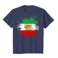 thumbnail image 6 of felwors Women's Iran Lion and Sun Watercolor, Vintage Persian Heritage Flag V-Neck T-Shirt (Navy, L), 6 of 6
