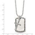 thumbnail image 5 of Chisel Stainless Steel Antiqued Brushed and Polished 2 Piece Textured Cross Dog Tag on a Ball Chain Necklace - 22", 5 of 8