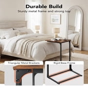 C Shaped End Sofa Table, TV Tray Couch Side Table for Living Room, Bedroom, With widened tabletop,27(H) x 21.1(W) x 11.4(D), Brown