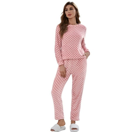 

Women s Fuzzy Fleece Casual Pajamas Sets Long Sleeve Fleece Pullover and Pants Set 2 Piece Fluffy Loungewear Sleepwear