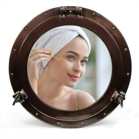 Nagina International Powder Coated Premium Nautical Aluminum Pirate's Ship's Porthole Window | Exclusive Wall Decor Accent (12 Inches, Antique Copper)