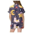 thumbnail image 3 of Adorable Printed Girls Pajama Set Short Sleeve Button Up Top and Comfy Shorts for Cozy Home Wear, 3 of 5