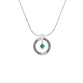 thumbnail image 2 of Delight Jewelry December - Teal Crystal Bicone Silvertone Grandmother Ring Charm Necklace, 18", 2 of 4