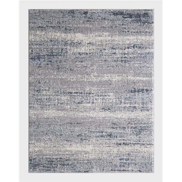 Central Oriental 2412.233.62EC 6 ft. 7 in. x 9 ft. 2 in. Distressed Polypropylene Rebovich Rectangle Area Rug, Blue & Ivory
