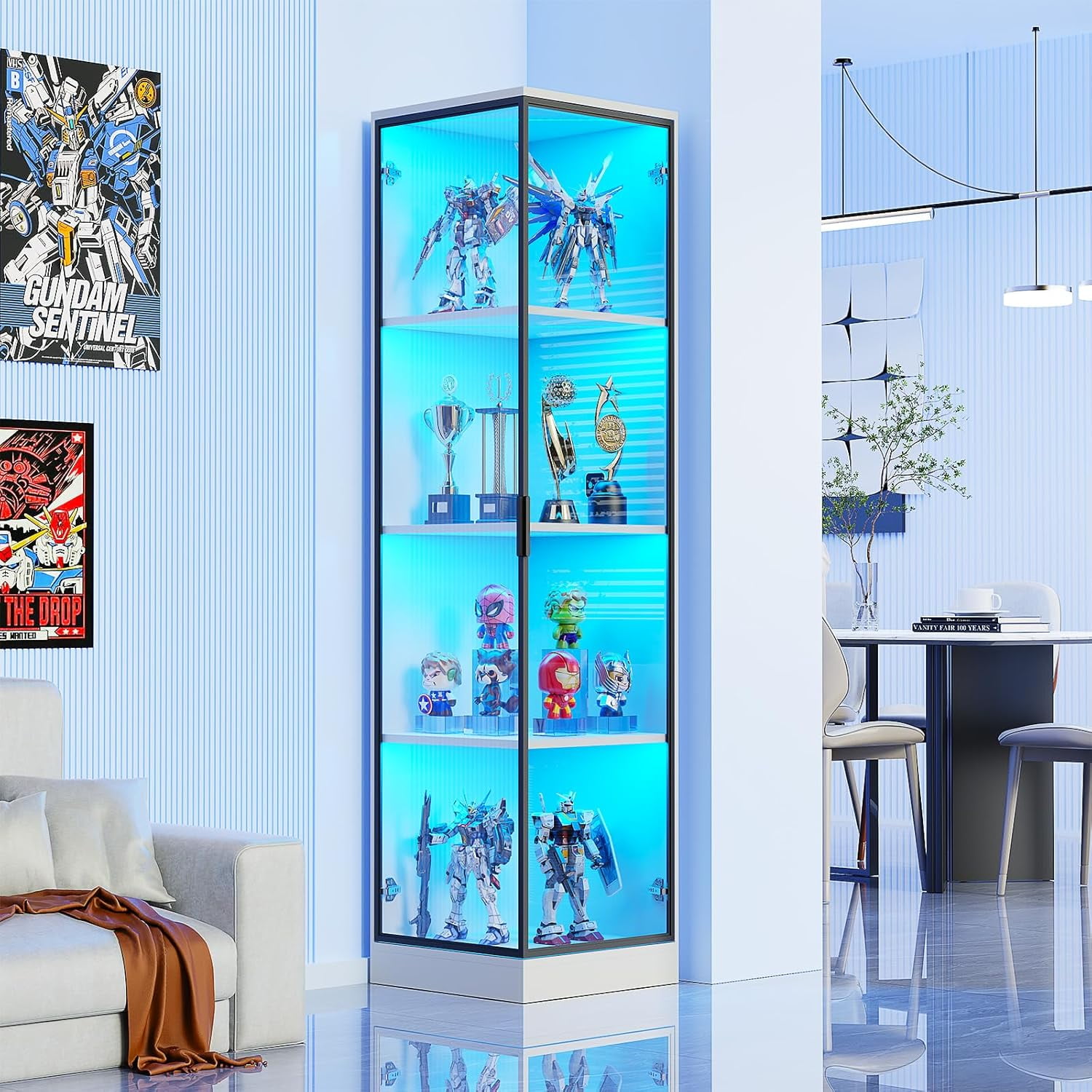 NAIZEA Display Cabinet with Glass Doors, 63