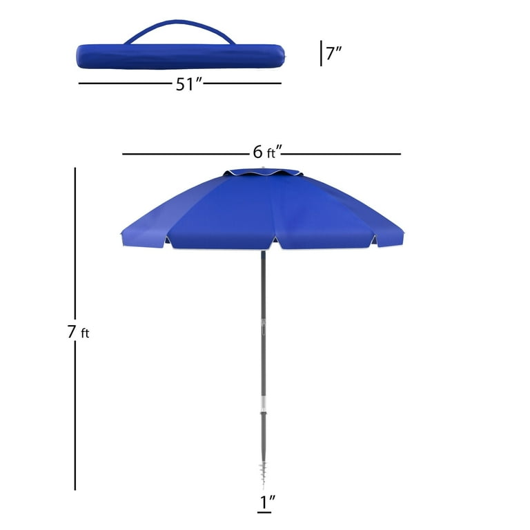 Pure Garden Beach Umbrella with 360 Degree Tilt- 7 Ft Pure Garden Beach Umbrella with 360 Degree Tilt- 7 Ft