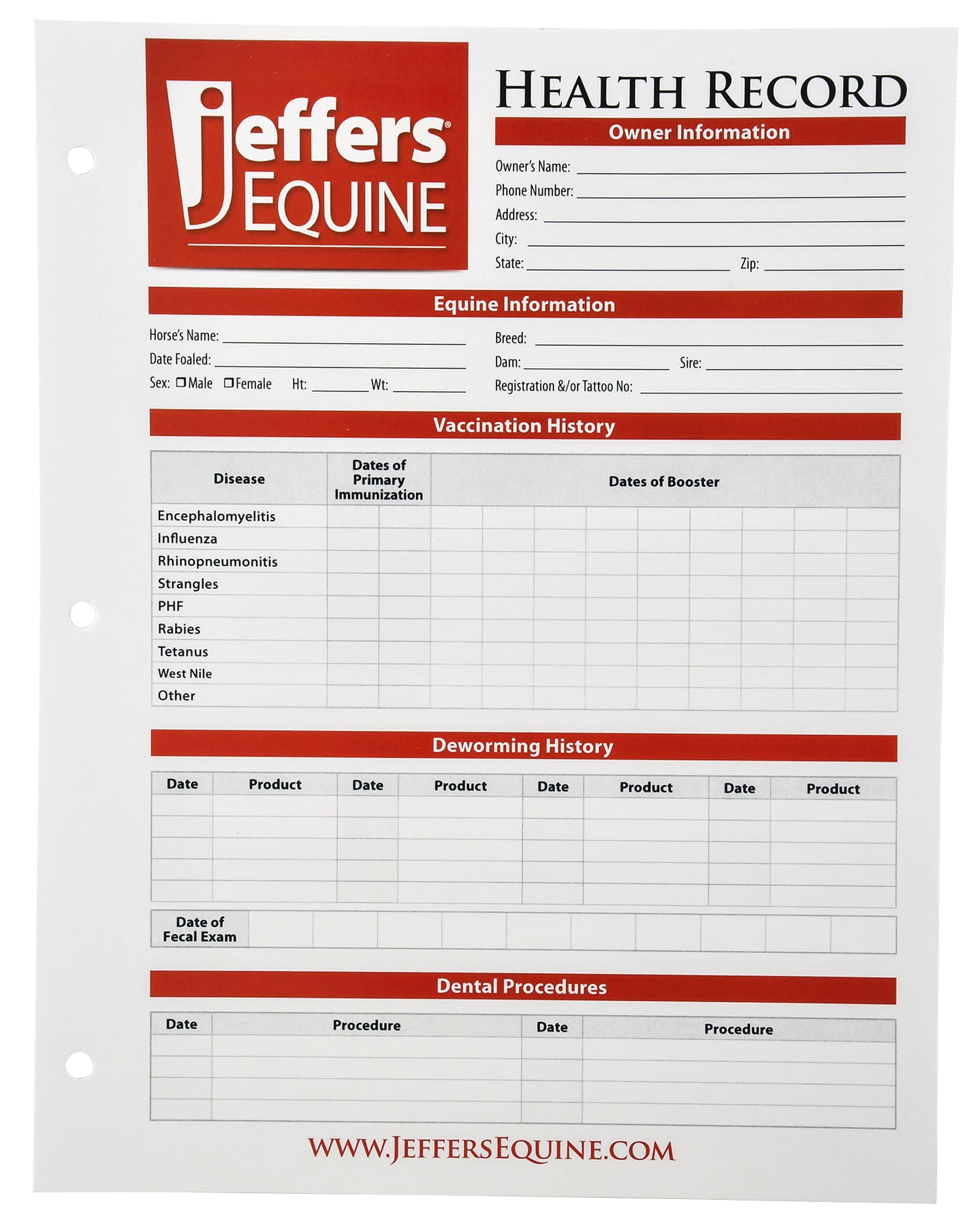 Jeffers Equine Horse Health Records Document & Track Your Horse