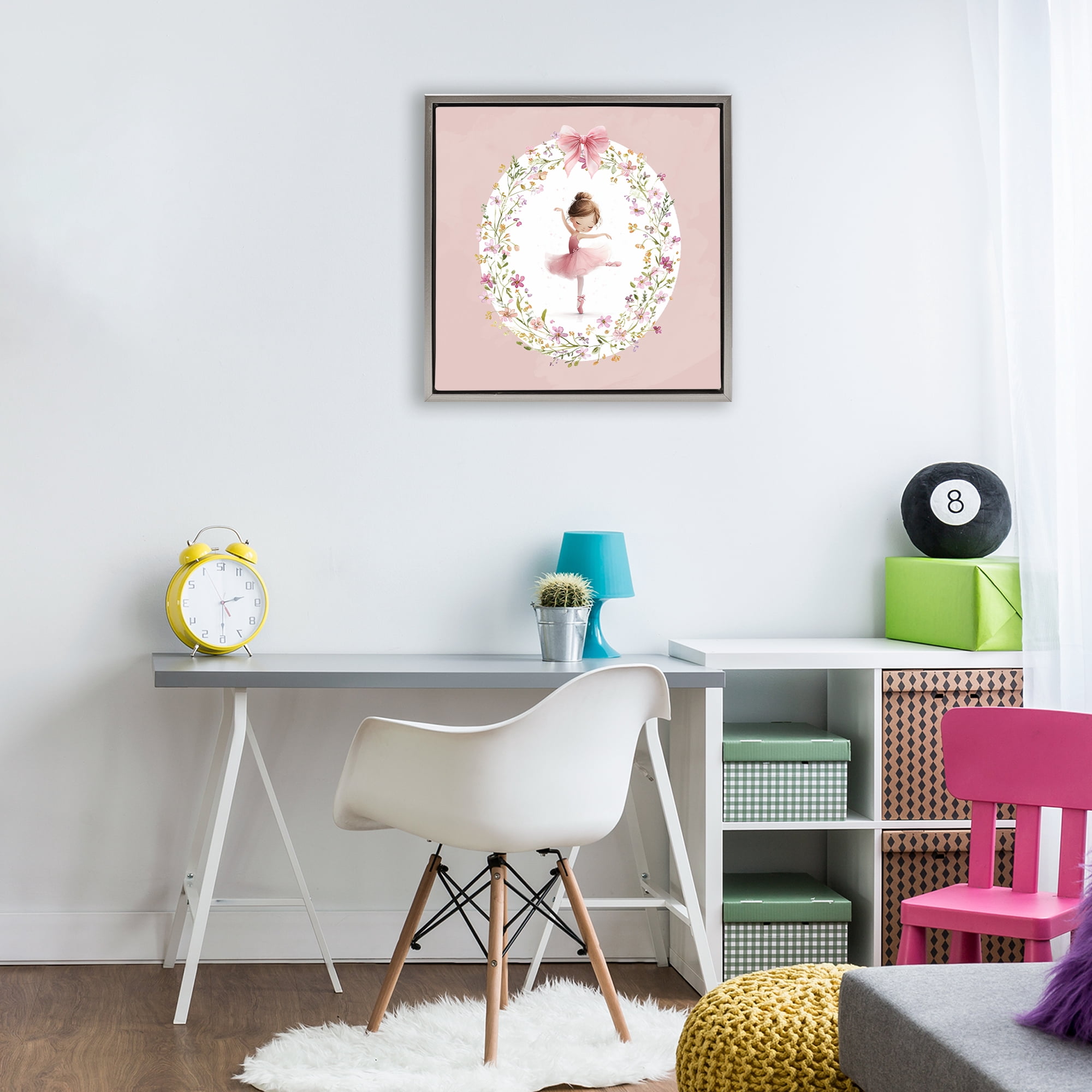 Stupell Industries Ballet Dancing Princess Gray Framed Floater Canvas Wall Art, design by Christine Simpson Art