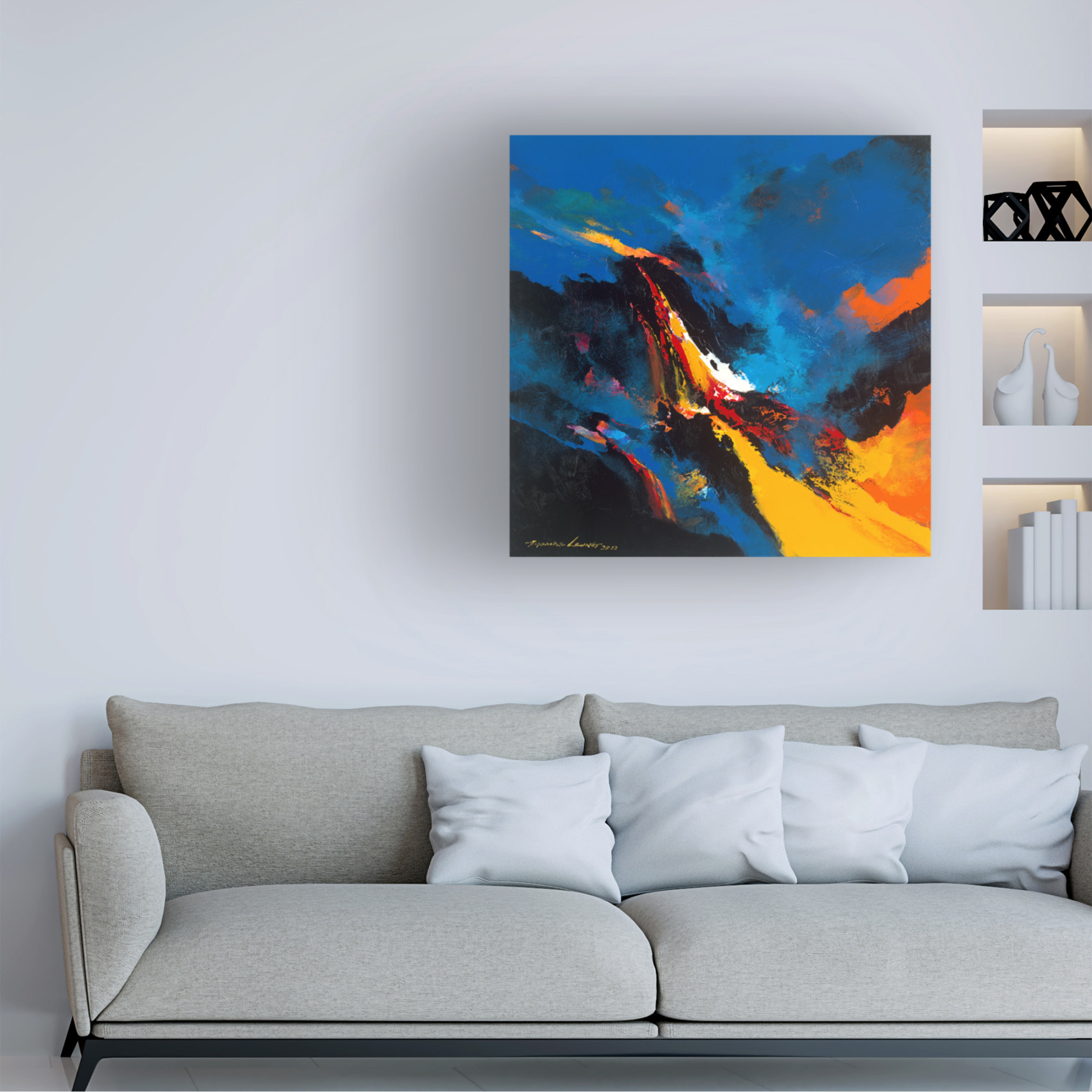 Canvas Wall Art - Thomas Leung 'Lava River' Wall Art for Living Room, Bedroom, or Office Décor by Trademark Fine Art - 14 x 14 Inches