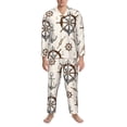 thumbnail image 3 of Yiaed Anchor with Rope Print Men’s Pajamas Set - Long Sleeve Button Down Sleep Shirt and Pajama Bottoms Sleepwear Set Mens Pjs Sets Men's Pajama Bottoms-Large, 3 of 7
