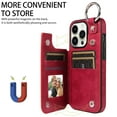thumbnail image 2 of Dteck Case for iPhone 15 Pro Max,Magnetic Clasp Luxury PU Leather Card Slots Stand Durable Shockproof Case Back Wallet Flip Cover with Ring Buckle Cover,Red, 2 of 10