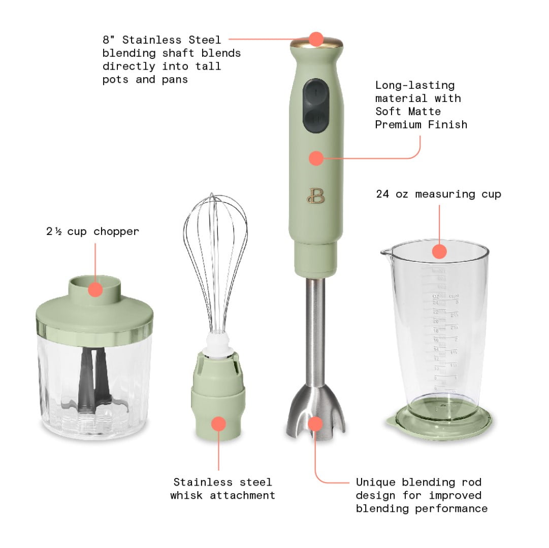 Immersion Hand Blender with Whisk Attachment, Measuring Cup & Chopper –  Only Outlet
