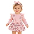 thumbnail image 5 of Staki Preemie Newborn Baby Girl Clothes Romper Suspender Dress Fall Winter Outfits Ruffle Long Sleeve Jumpsuit 0-18M,3-6 Months, 5 of 8