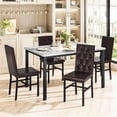 thumbnail image 2 of LinkRomat Dining Table Set for 4, Faux Marble Dining Room Table, Kitchen Table Set with 4 PU Leather Upholstered Chairs for Kitchen, Dining (Brown), 2 of 5