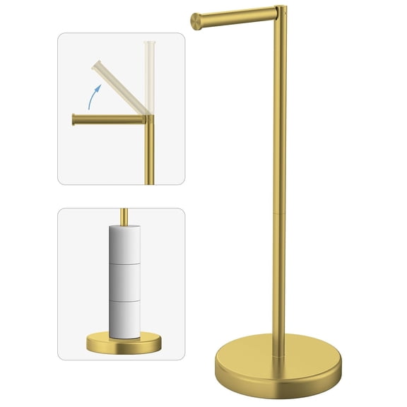 Brushed Nickel Toilet Paper Holder Stand,Freestanding, 304 Stainless Steel, Rustproof, Storage for 4 Rolls ,Fits All Rolls