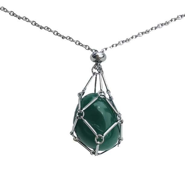 Collar de piedra natural para mujer Sonducket con colgante único de cadena verde