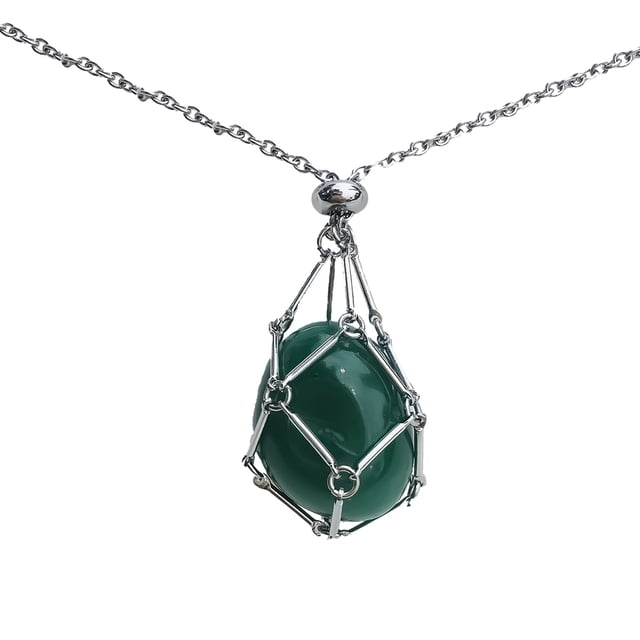 Collar de piedra natural para mujer Sonducket con colgante único de cadena verde