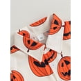 thumbnail image 4 of Halloween Kids Toddler Baby Boy Gentleman Outfits Pumpkin Print Short Sleeve Button Down Shirt and Shorts Set, 4 of 6
