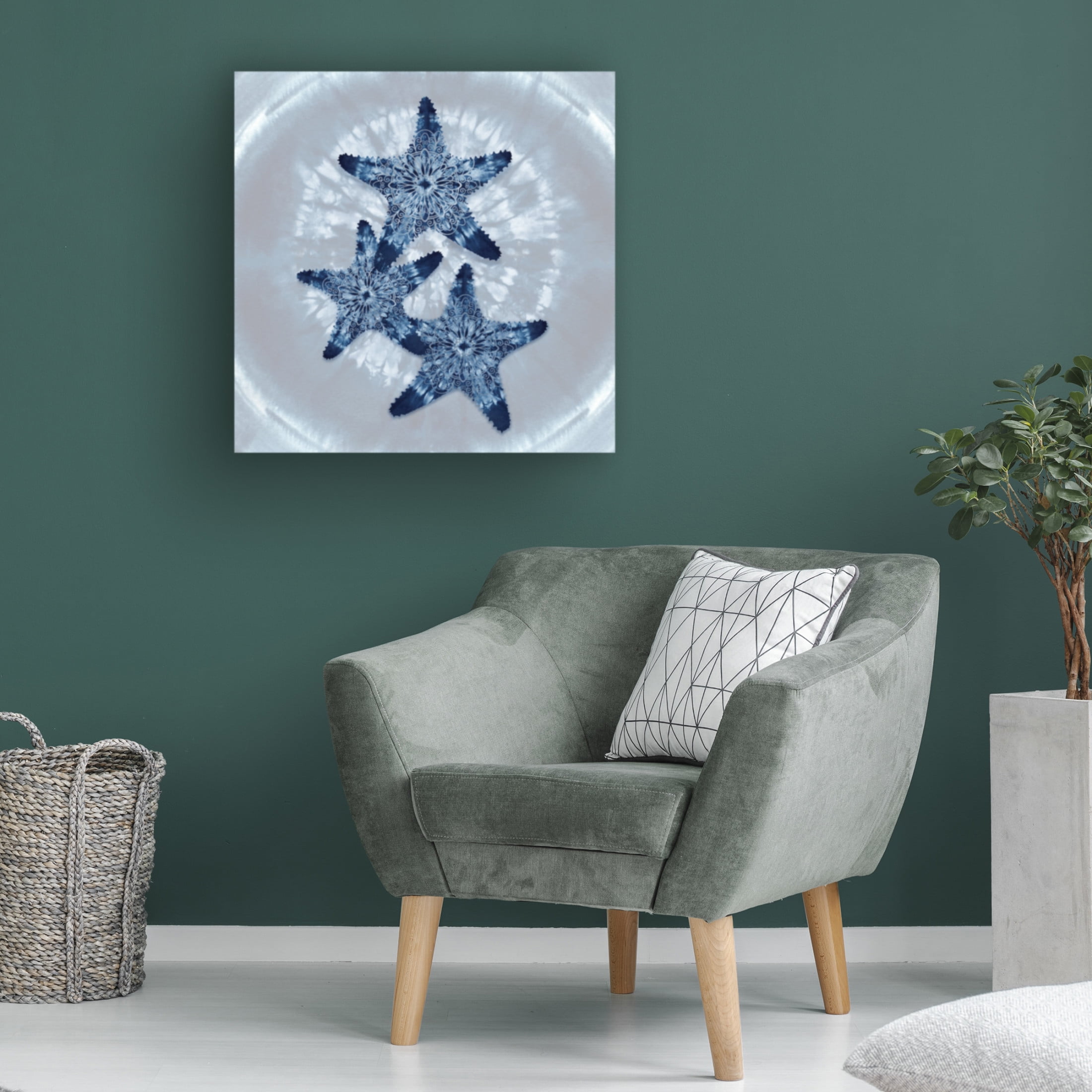 Canvas Wall Art - Tina Lavoie 'Three Starfish Mandala' Wall Art for Living Room, Bedroom, or Office Décor by Trademark Fine Art - 24 x 24 Inches