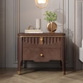 thumbnail image 1 of Noble House Modern Nightstand with 2 Drawers, Wave Design Bedside Table with Metal Handles,Brown, 1 of 8