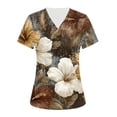 thumbnail image 2 of Iaqnaocc Scrubs for Women Plus Size Vintage Floral Print Nursing Uniform Trendy V Neck Side Slits Scrub Tops Holiday Short Sleeve Medical Workwear with 3 Pockets Blue 2XL, 2 of 4