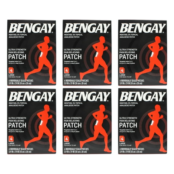 6 Pack - Bengay Ultra Strength, Pain Relieving Patch, Large Size, 4 Count Each
