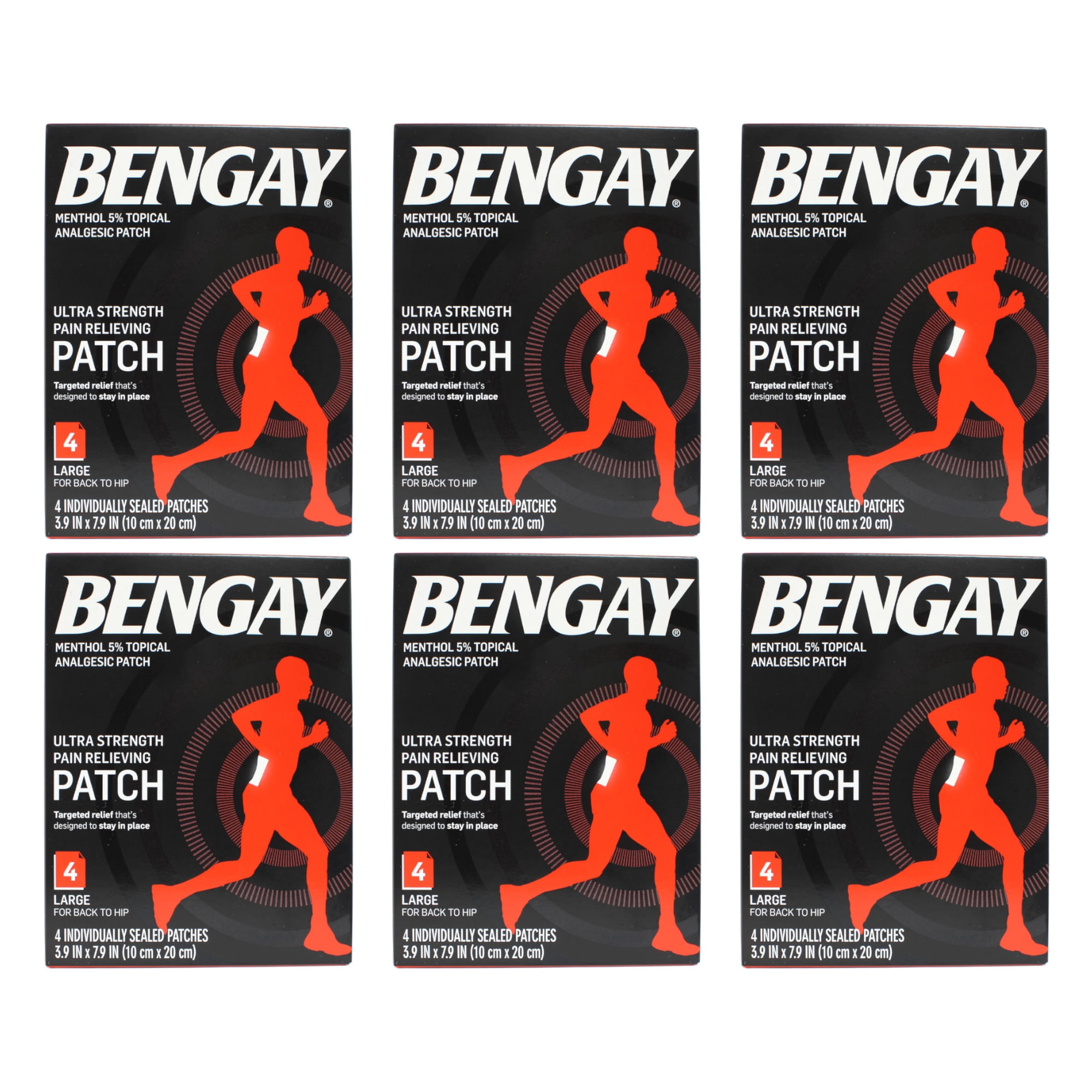 6 Pack - Bengay Ultra Strength, Pain Relieving Patch, Large Size, 4 Count Each