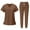 1-brown, variant on Women's Scrub Sets, Modern V Neck Scrub Top & Jogger Pant with 8 Pockets Professionals Soft Stretch Athletic Nursing Uniform Workwear (Light purple)