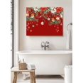 thumbnail image 6 of Red Christmas Canvas Print Wall Art Framed Canvas Art Wall Decor Xmas Poinsettia Balls Botanical Birds Pictures Painting Morden Artwork for Living Room Bedroom, Ready to Hang - 12"x16", 6 of 6