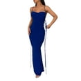 thumbnail image 2 of Women Sexy Backless Long Dress Solid Ruched Bodycon Spaghetti Strap Tie Up Long Dress Elegant Banquet Cocktail Evening Party Dress, 2 of 7