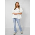 thumbnail image 5 of Women Bow Tie Front Shirt Top Cute Puff Sleeve Y2K Peplum Ruffle Babydoll Blouse Lace Up Summer Going Out, 5 of 6