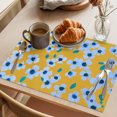 thumbnail image 3 of Blue Artwork Floral Placemats Set of 12 Abstract Art Botanical Yellow Place Mats Indoor Wipeable Table Mats Washable Cloth Dining Table Placemats for Kitchen Holiday Party Home Decor 13x19 Inch, 3 of 9
