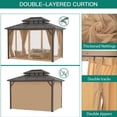 thumbnail image 5 of Lumiparty 10x13 ft Hardtop Gazebo with Polycarbonate Double Roof, Aluminum Frame Pavilion, Weatherproof UV-Resistant Outdoor Shelter for Garden, Patio & Lawn, Khaki, 5 of 7