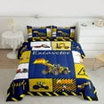 thumbnail image 2 of Homewish Excavator Truck Queen Comforter Set,Construction Vehicles Bedding Sets,Yellow Blue Bedding Comforter Set For Boys Teens,Breathable Home Decor Reversible,3pcs, 2 of 8