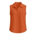 thumbnail image 4 of Sheghy Tank Tops for Women Summer Solid Collared Sleeveless Tank, Button Front Top with Pockets for Summer Orange XL, 4 of 7