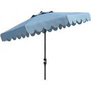 Collection Venice Navy and White Single Scallop 9Ft Crank Outdoor Push Button Tilt Umbrella