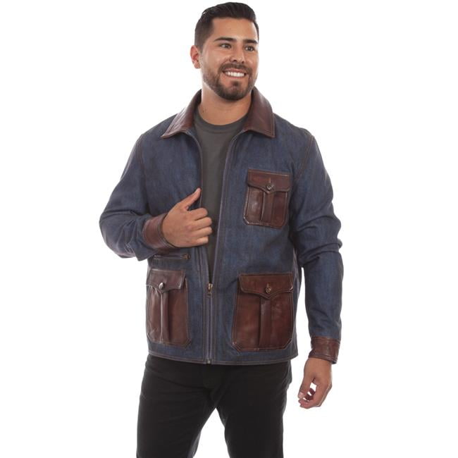 Scully 1068-193 XL Extra Large Denim & Leather Trim Jacket - Walmart.com