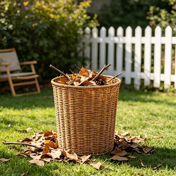 Wicker Trash Can, 2.4 Gal Small Woven Wastebasket for Bathroom Bedroom Office, Decorative Plastic Garbage Bin for Kitchen Desk Countertop