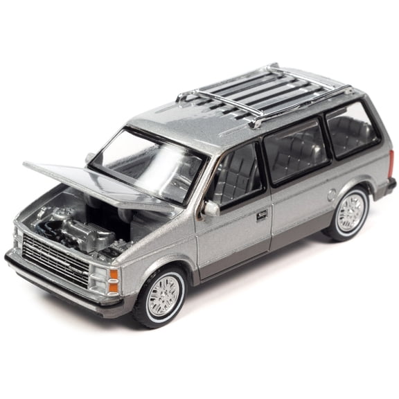 1985 Plymouth Voyager Minivan Radiant Silver Metallic with Roofrack "Mighty Minivans" Limited Edition 1/64 Diecast Model Car by Auto World