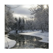 Trademark Fine Art Kurt Shaffer Fresh Snowfall on the River Canvas Wall Art - 14x14
