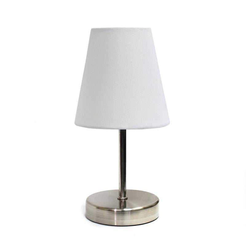 Simple Designs Simple Designs Sand Nickel Mini Basic Table Lamp with Fabric S... 