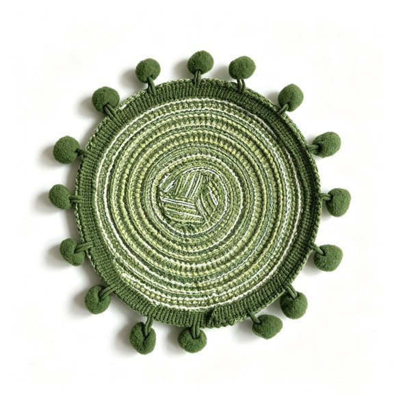 JHyouerji Woven Round Insulated Placemat 5in Green Table Mat Hotel Home Dining Table Heat Protection Decorative Coaster