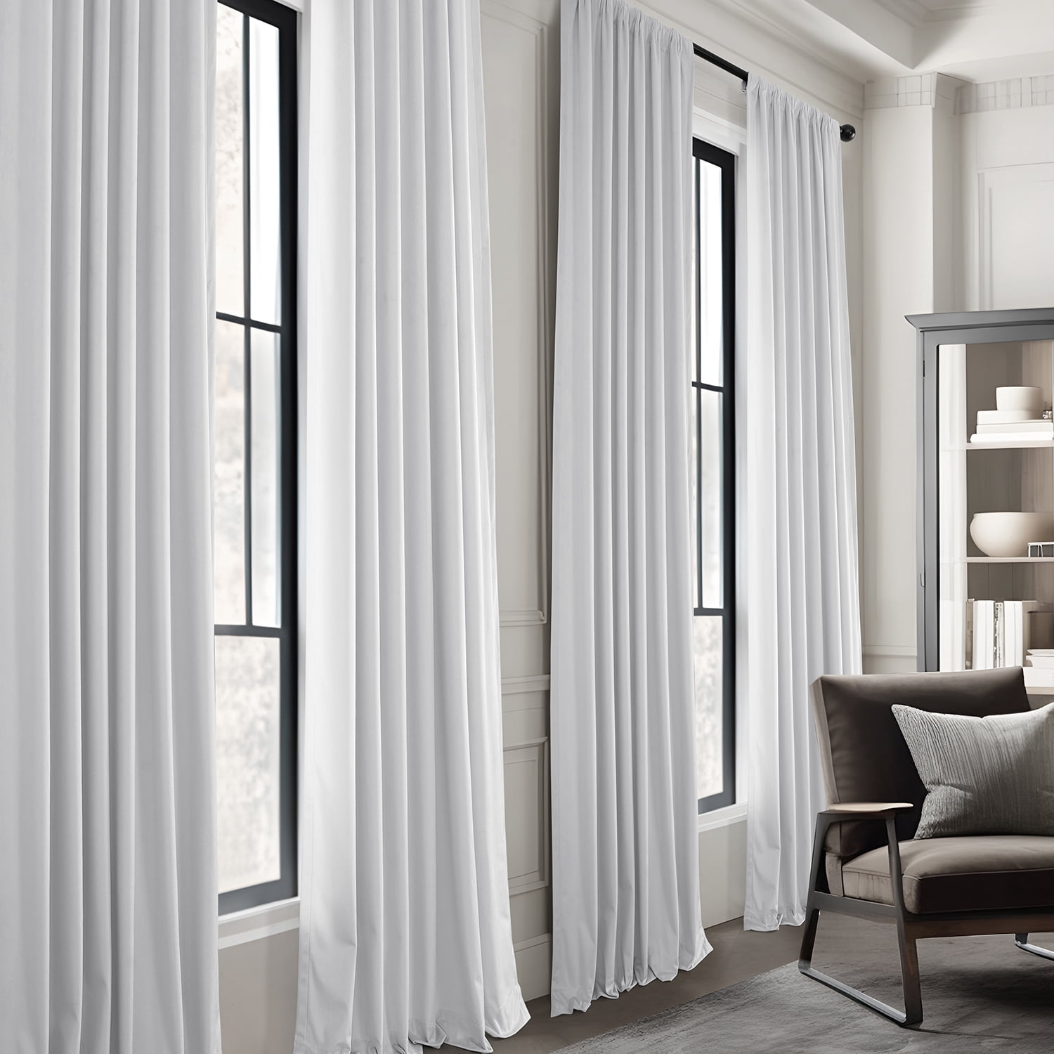 HPD Half Price Drapes Basic Deluxe Velvet Room Darkening Curtains with Rod Pocket - 2 Panels Set - Window Curtains for Living Room & Curtains for Bedroom, 50W X 120L, White
