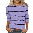 thumbnail image 1 of Womens 3/4 Sleeve Tops Crewneck Tie Dye Striped Printed Trendy T Shirts Casual Basic Spring Fall Clothes Tunic Blouses, 1 of 4