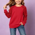 thumbnail image 2 of OGLCCG Girls' Sweaters Cable Knit Long Sleeve Pullover Sweater Casual Kids Fall Winter Crew Neck Jumper Top(Red,13-14 Years), 2 of 7