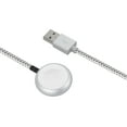 thumbnail image 3 of Mfi Certified Fast Wireless Charger Nylon Braided Cable With Original Magnetic Charging Module For Apple watch By Tech Elements - Silver + White, 3 of 7