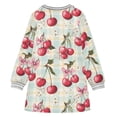 thumbnail image 6 of Girls' long-sleeved dress Cherry and Bow Girls' A-line dress with ribbed cuffs Soft and comfortable, 6 of 6