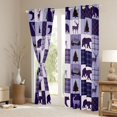 thumbnail image 3 of Homewish Jungle Animal Deer Bear Black Out Curtains for Kids Boys Girls,Geometric Plaid Grid Curtains Pack of 2 (42x63 Each),Black Purple Bedroom Curtains,Luxury Bedroom Decor, 3 of 6
