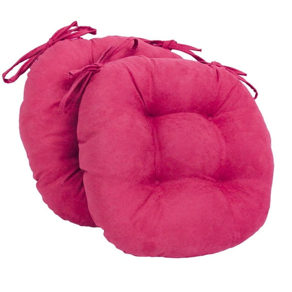 Blazing Needles 16-inch Solid Micro Suede Round Tufted Chair Cushions (Set of 2)